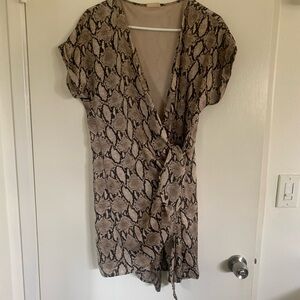 Snake Print Wrap Dress